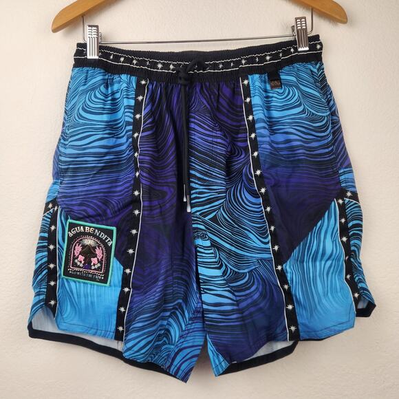 Agua Bendita Isaac Eter Boardshorts Swim Trunks Men Size 30 Blue NWT - Picture 2 of 6